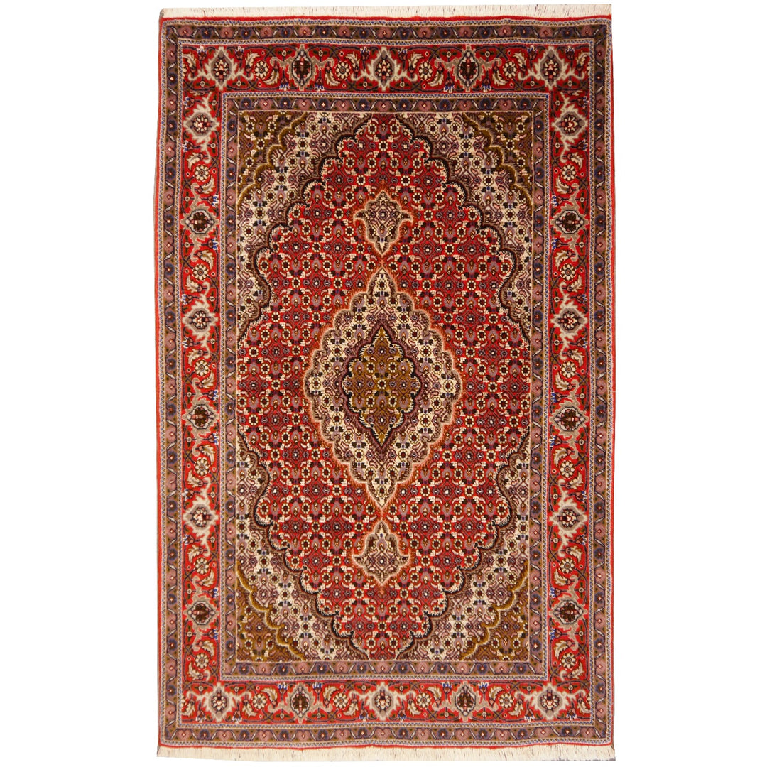 Tabriz Mahi rug 158 × 96 cm red Herati design, full view – Djoharian 14752