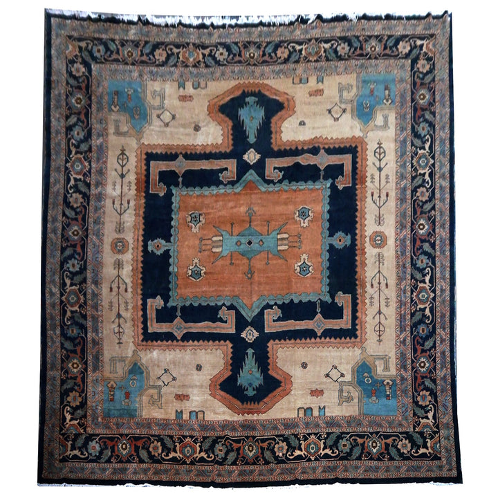 Rug 20 x 16 ft Azeri Heriz vintage hand knotted Djoharian Collection Persian style oversized palace carpet.