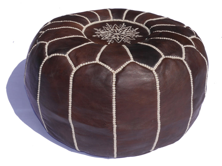 15165 Moroccan Pouf Leather Brown Choco