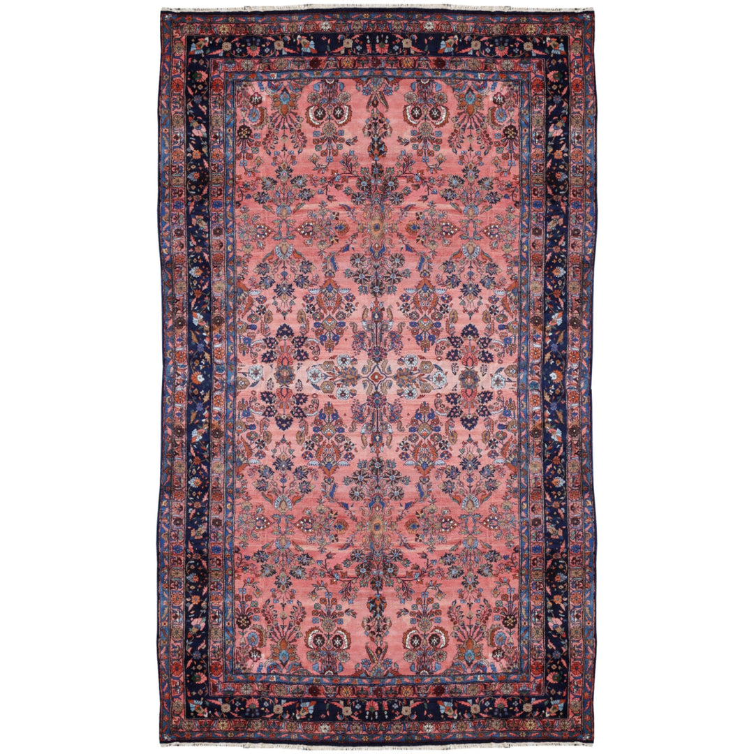 Antique Sarouk palace carpet 645 × 390 cm rose floral, full view – Djoharian 15199