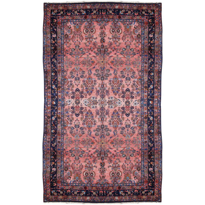 Antique Sarouk palace carpet 645 × 390 cm rose floral, full view – Djoharian 15199