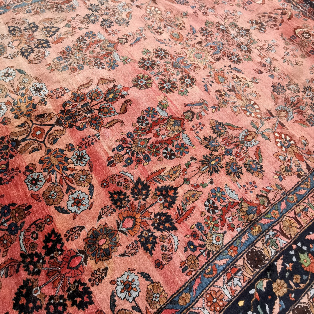 Antique Sarouk carpet floral spray detail – 15199
