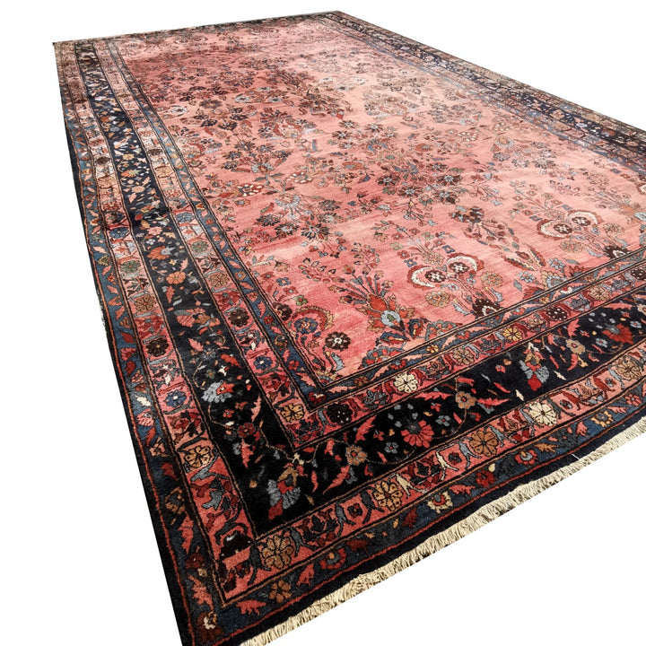 Antique Sarouk carpet floral all-over field detail – 15199