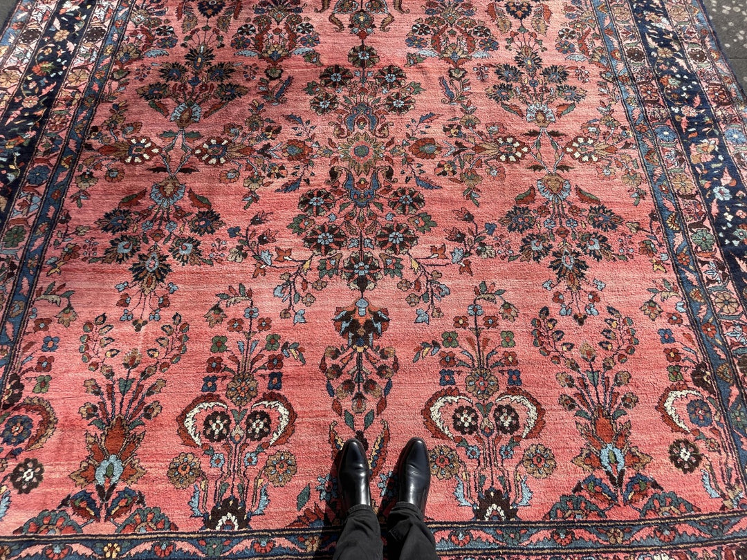 Antique Sarouk carpet field and border detail – 15199