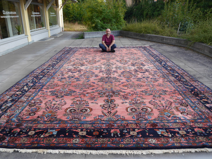 Antique Sarouk carpet navy border detail – 15199