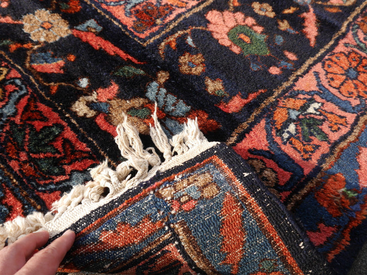 Antique Sarouk carpet back and knotting detail – 15199