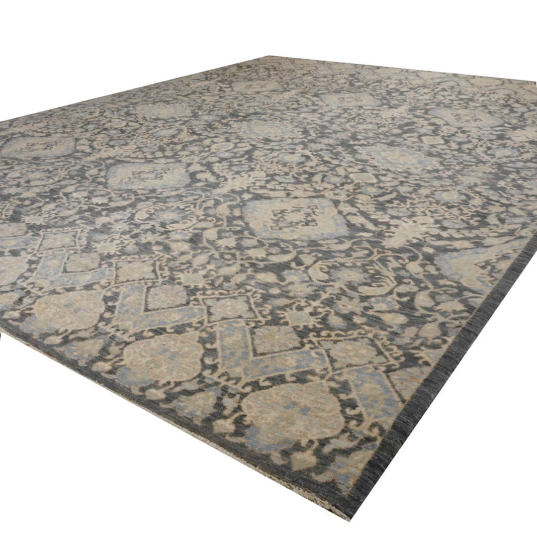 Ariana 8x10 Khotan Design Rug 8 x 10 ft Ziegler Charcoal Grey Beige| tapis ariana 250x300 | Ariana Teppich 300 x 250 cm | Ziegler Teppich fein 15558
