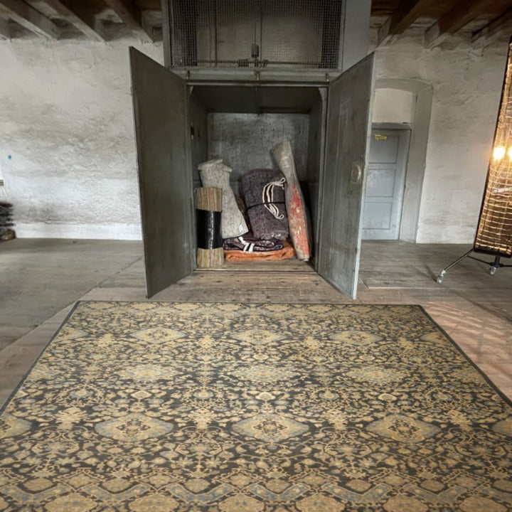 Ariana 8x10 Khotan Design Rug 8 x 10 ft Ziegler Charcoal Grey Beige| tapis ariana 250x300 | Ariana Teppich 300 x 250 cm | Ziegler Teppich fein 15558