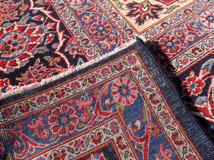 Antique Kashan Dabir rug pile and patina detail — 15561