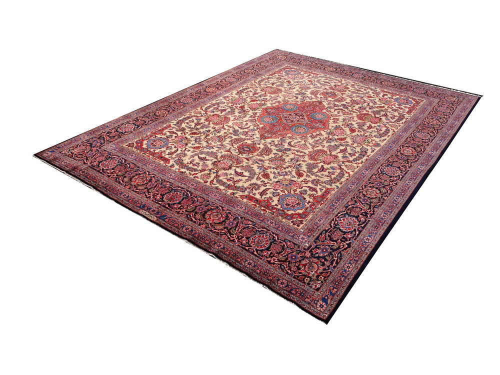 Dabir Kashan antique rug 375 x 273 cm, hand-knotted highland wool — 15561