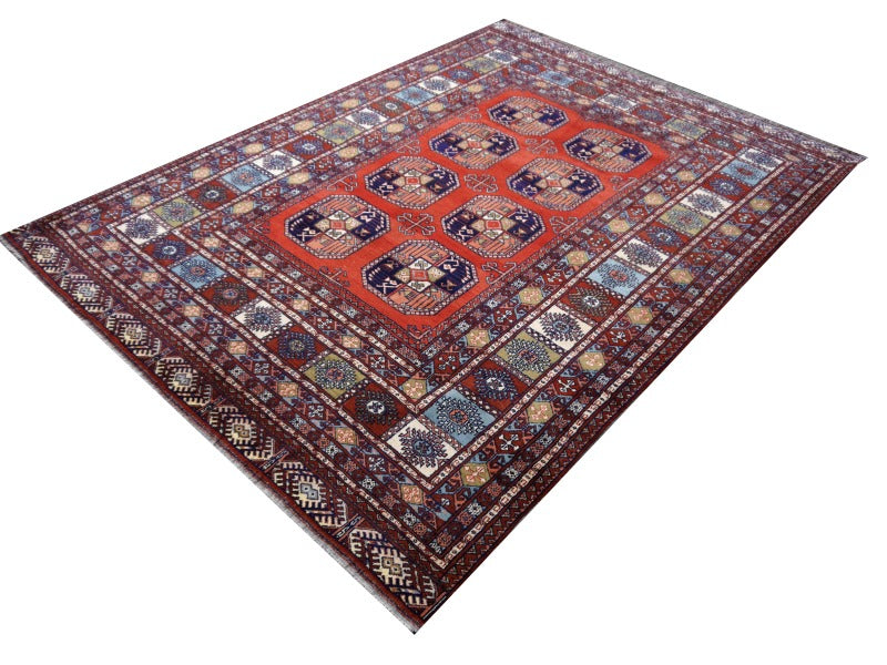 Ersari Rug Afghan vintage 9.6 x 7 ft hand knotted wool. Ersari Teppich vintage Wolle. Ersari tapis ancien laine.