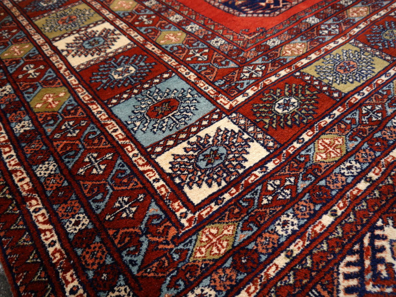 14465 Ersari Rug Afghan vintage 9.6 x 7 ft hand knotted wool