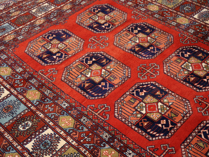 14465 Ersari Rug Afghan vintage 9.6 x 7 ft hand knotted wool