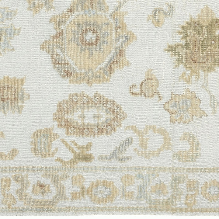 Oushak dining room Rug 8x10 ft hand-knotted white wool and viscose for living room, dining room, bedroom, office, entry.