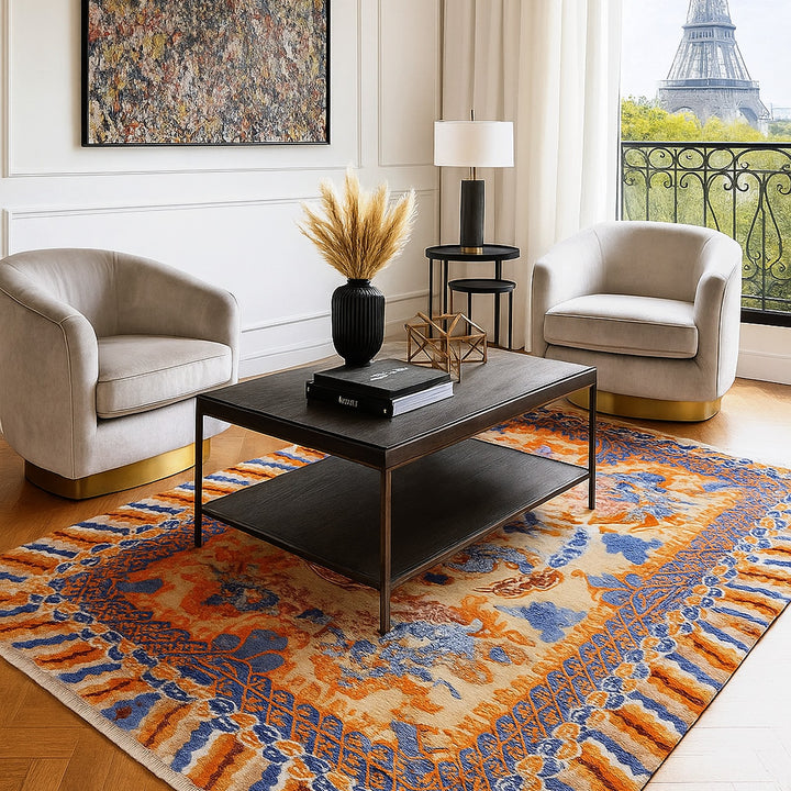 Dragon Rug Imperial Silk China hand-knotted beige orange blue
