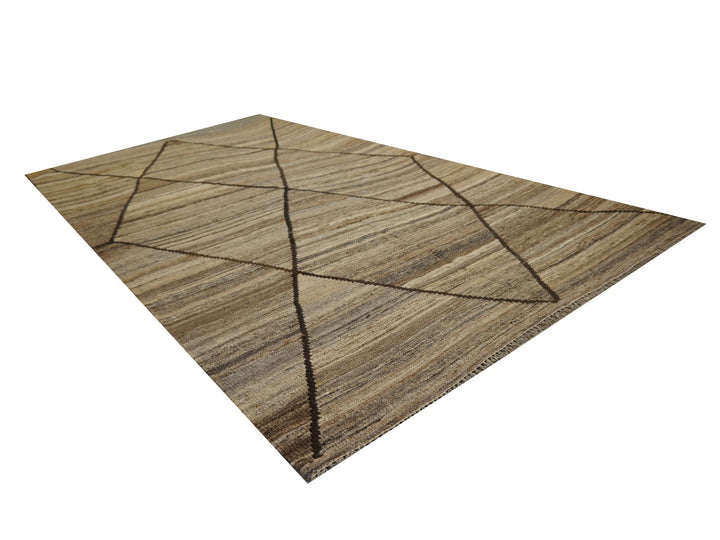 Arijana Afghan Kilim — Hand-Woven Wool in Natural Beige and Brown 4 × 7 ft