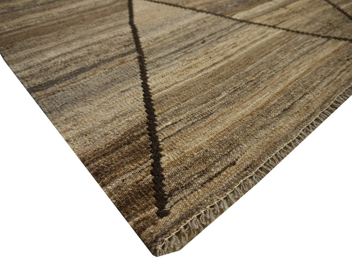 Arijana Afghan Kilim — Hand-Woven Wool in Natural Beige and Brown 4 × 7 ft