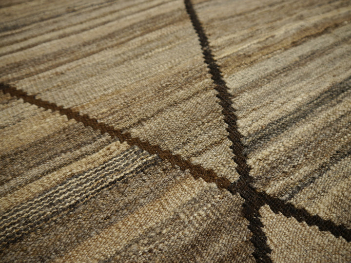 Arijana Afghan Kilim — Hand-Woven Wool in Natural Beige and Brown 4 × 7 ft