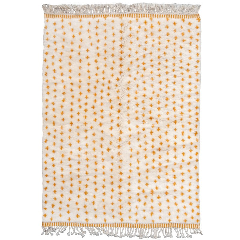Sabah Beni Ourain Berber rug 200 × 140 cm in beige and orange — full overview
