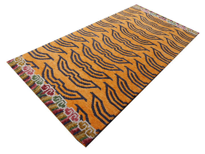 16076 Tibetan Tiger Rug 6 x 3 ft hand knotted - Djoharian Design