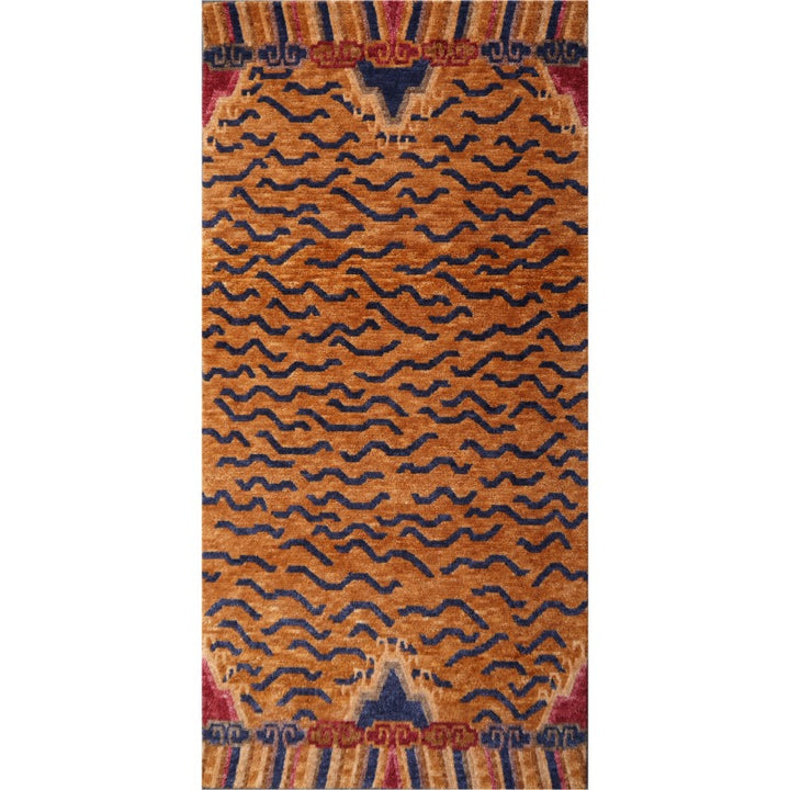 16085 Tibetan Tiger Rug 6 x 3 ft hand knotted - Djoharian Design