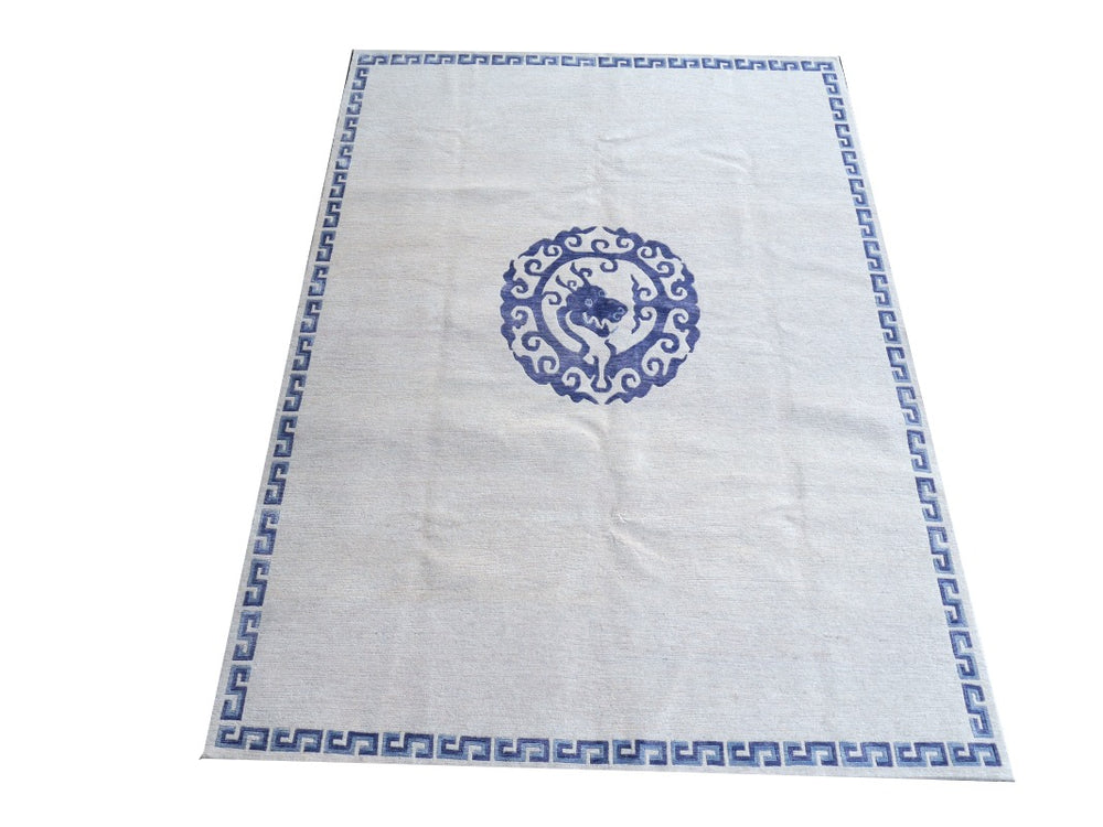 Dragon Rug China Design hand-knotted beige blue