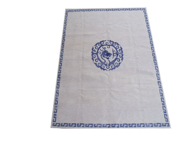 Dragon Rug China Design hand-knotted beige blue