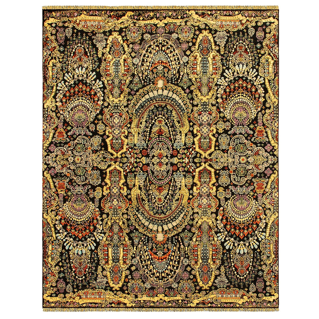 Kohinoor Palace silk rug 9x12 ft
Maharaja Style Kohinoor Rug Silk and Wool area living dining room by Djoharian Design for living room, dining room, bedroom.&nbsp;
Exclusive designer rug, hand-knotted from wool and real silk.