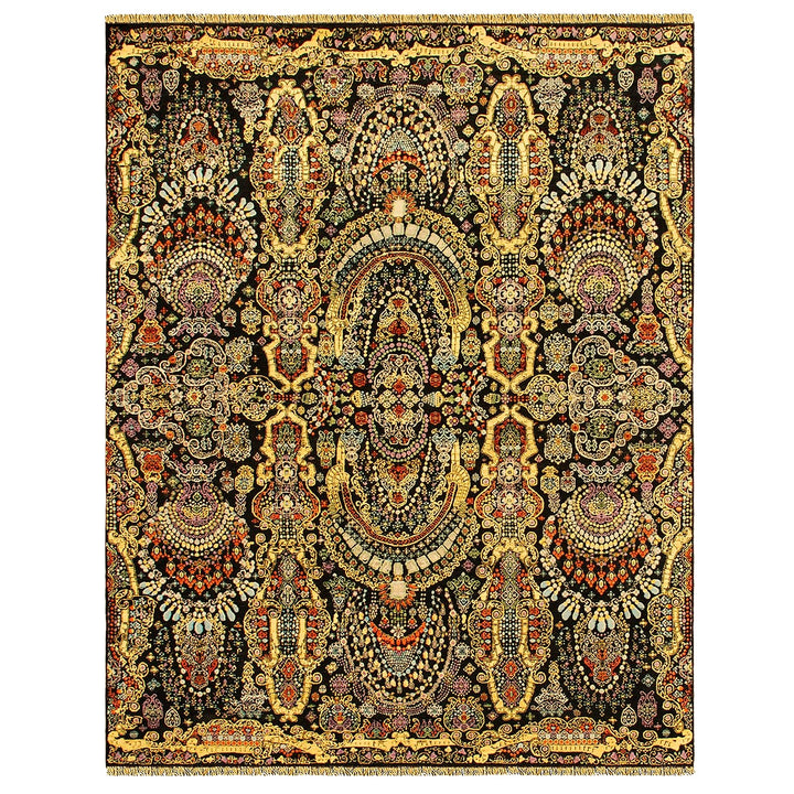 Kohinoor Palace silk rug 9x12 ft
Maharaja Style Kohinoor Rug Silk and Wool area living dining room by Djoharian Design for living room, dining room, bedroom.&nbsp;
Exclusive designer rug, hand-knotted from wool and real silk.