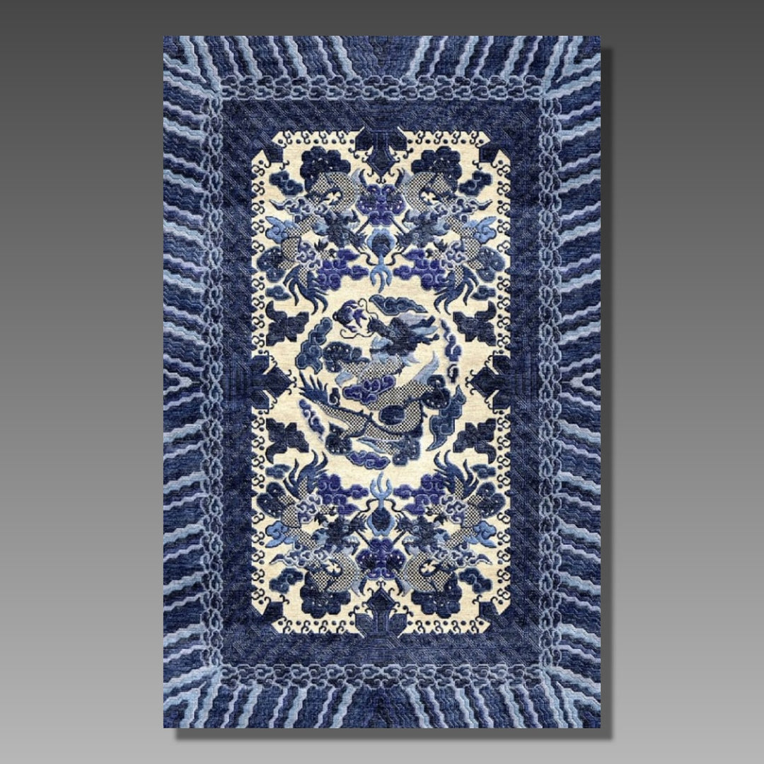 16190 Dragon Rug Imperial Silk China hand-knotted beige blue