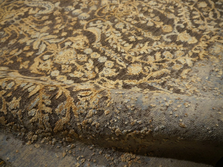 Erased wool-silk designer rug 16218 — detail 4