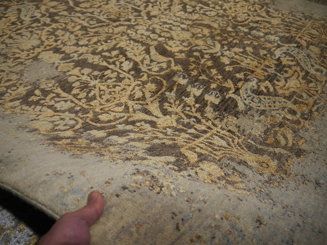 Erased wool-silk designer rug 16218 — detail 6