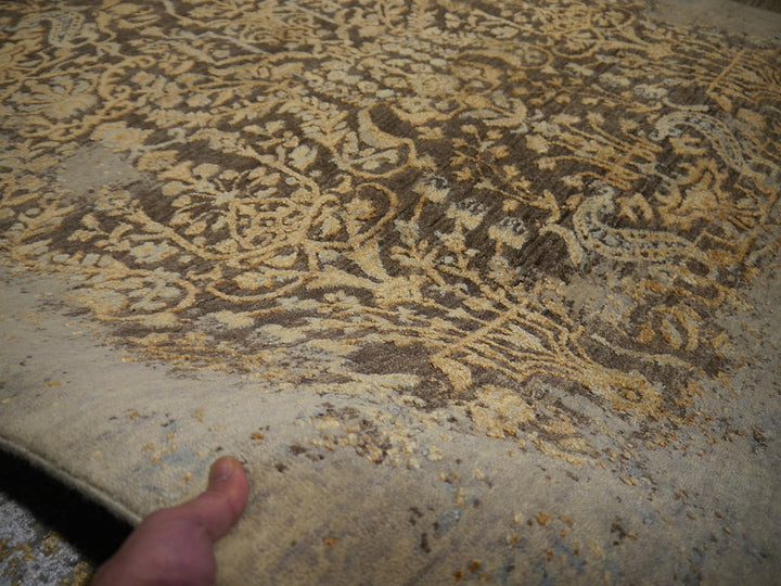 Erased wool-silk designer rug 16218 — detail 6