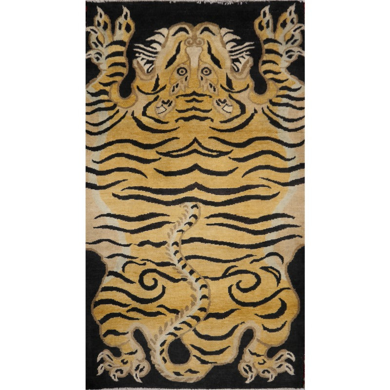 16447 Tibetan Tiger Rug 6 x 3 ft hand knotted - Djoharian Design