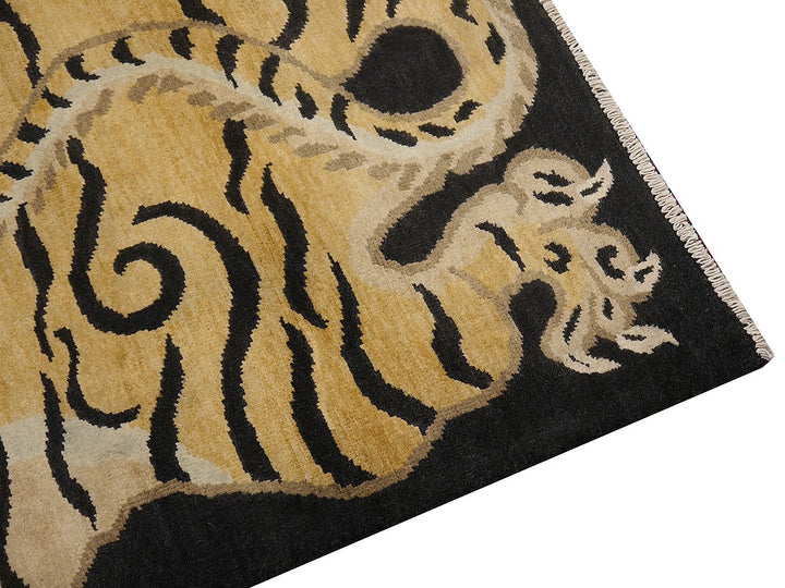 16448 Tibetan Tiger Rug 6 x 3 ft hand knotted - Djoharian Design