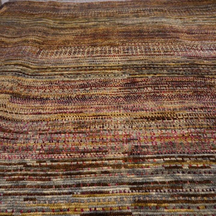 8x10 Modern Designer Area Rug 8 x 10 ft wool sari silk hand knotted in India for living room, dining room, bedroom