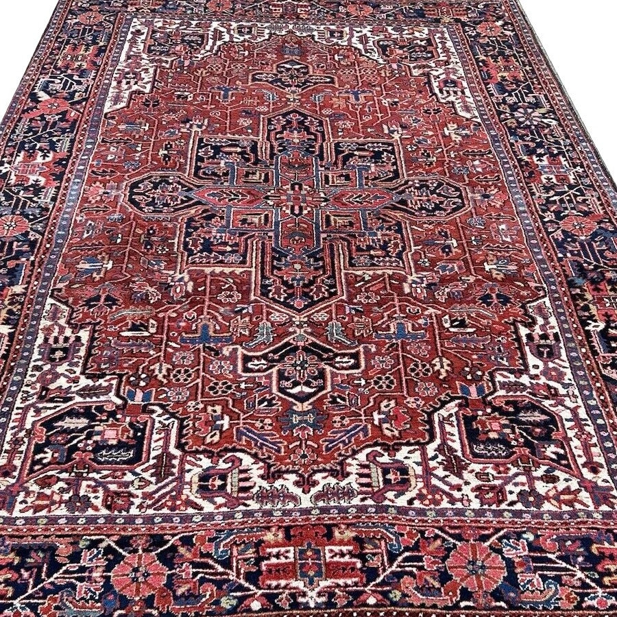 Antique Heriz Rug Muted 8 x 12 ft hand knotted Antique, stunning Heriz Azeri rug - Beautiful quality and colors.
