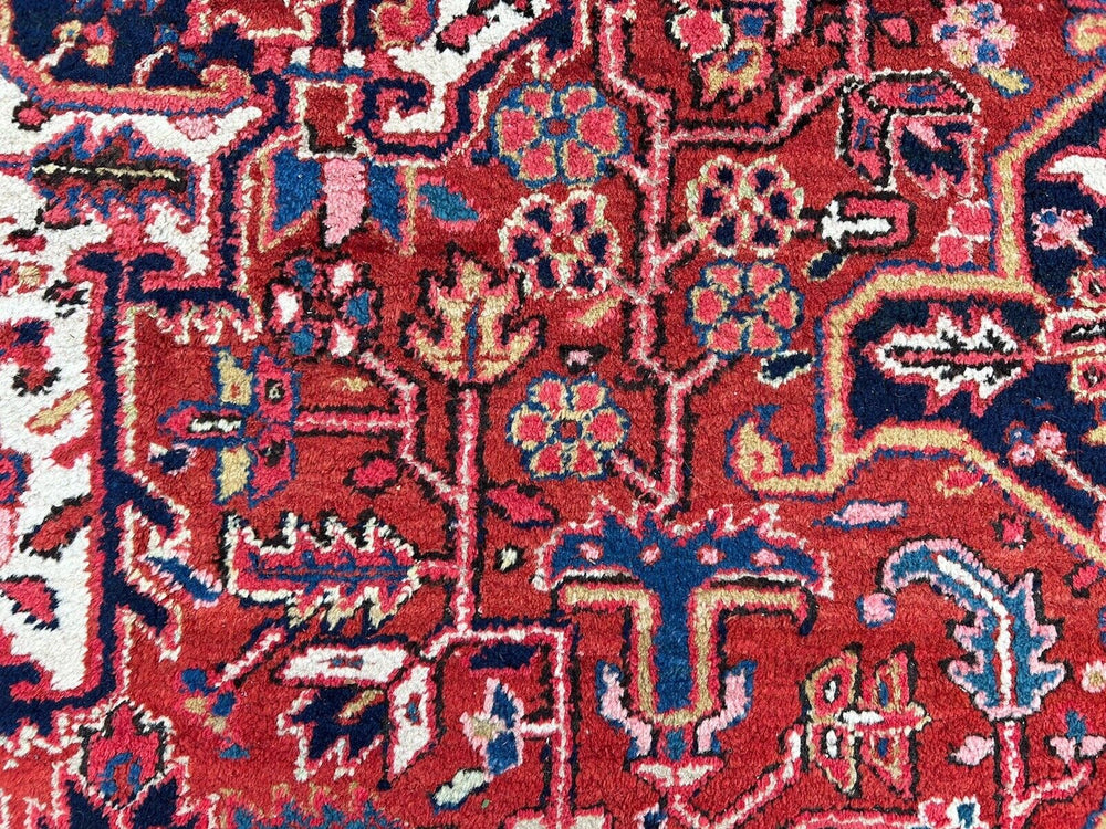 Antique Heriz Rug Muted 8 x 12 ft hand knotted Antique, stunning Heriz Azeri rug - Beautiful quality and colors.
