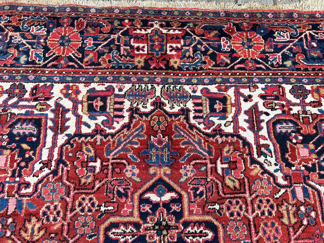 Antique Heriz Rug Muted 8 x 12 ft hand knotted Antique, stunning Heriz Azeri rug - Beautiful quality and colors.