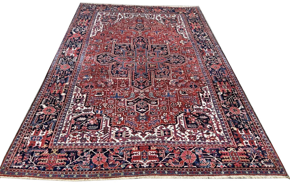 Antique Heriz Rug Muted 8 x 12 ft hand knotted Antique, stunning Heriz Azeri rug - Beautiful quality and colors.