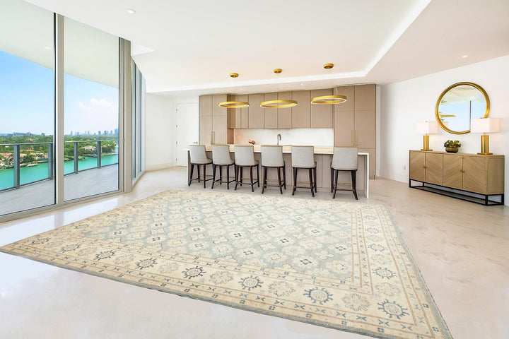 Kazak Rug from Afghanistan 9x12 ft hand-knotted 16450973
A Kazak Style top modern interior design carpet, hand-knotted fine wool. Use: Indoor, living room, dining room, bedroom, entry, lounge or office.