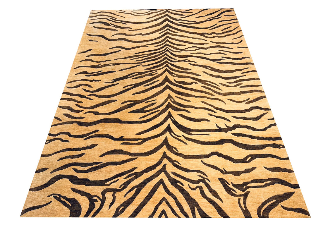 Tiger Art Deco Rug 11.3 x 8.1 ft hand-knotted 350 x 250 cm 16583