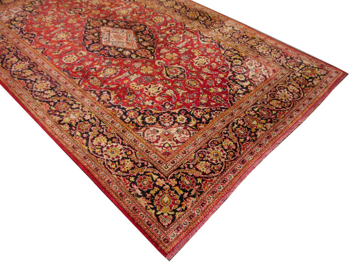 Kashan Seidenteppich Rot Floral 210 × 138 cm | 14504