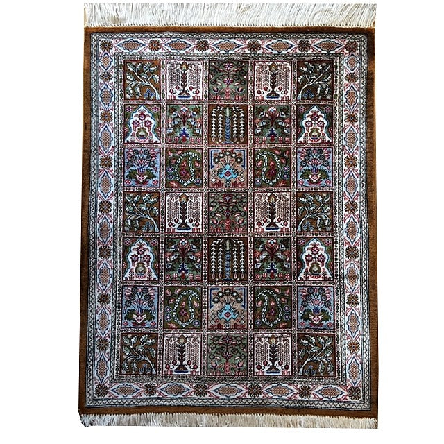 Qum pure silk rug - collectors item. Pile hand-knotted 100% pure natural mulberry silk. New, Excellent. Knot density: 650 kpsi. 15041 Djoharian Collection