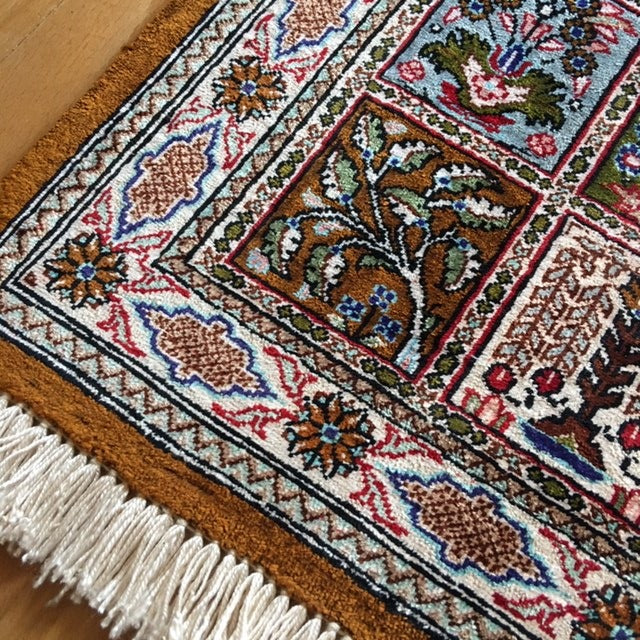Qum pure silk rug - collectors item. Pile hand-knotted 100% pure natural mulberry silk. New, Excellent. Knot density: 650 kpsi. 15041 Djoharian Collection