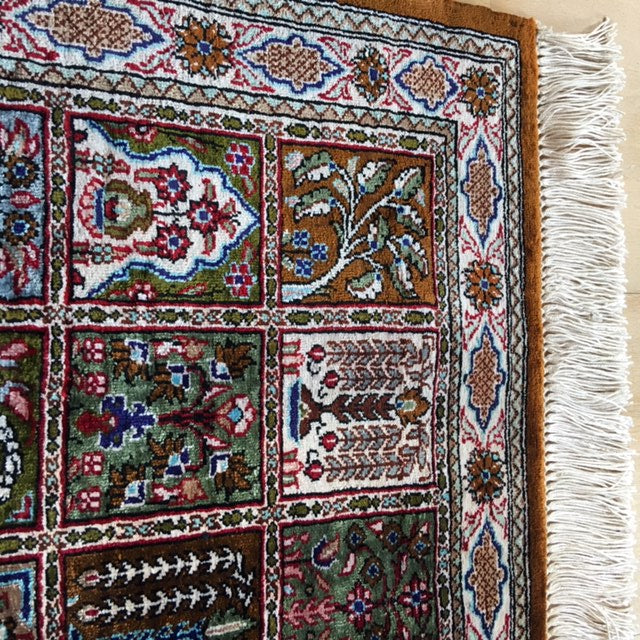 Qum pure silk rug - collectors item. Pile hand-knotted 100% pure natural mulberry silk. New, Excellent. Knot density: 650 kpsi. 15041 Djoharian Collection