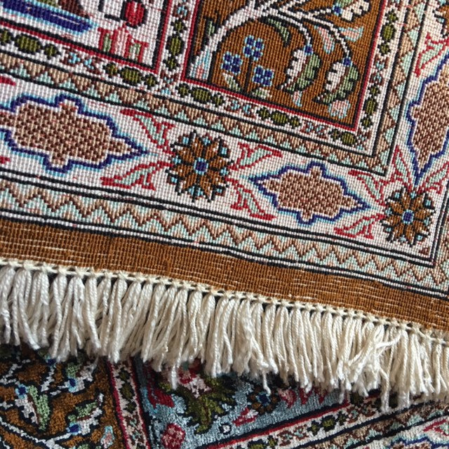 Qum pure silk rug - collectors item. Pile hand-knotted 100% pure natural mulberry silk. New, Excellent. Knot density: 650 kpsi. 15041 Djoharian Collection