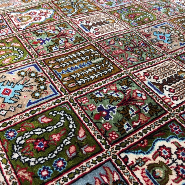 Qum pure silk rug - collectors item. Pile hand-knotted 100% pure natural mulberry silk. New, Excellent. Knot density: 650 kpsi. 15041 Djoharian Collection