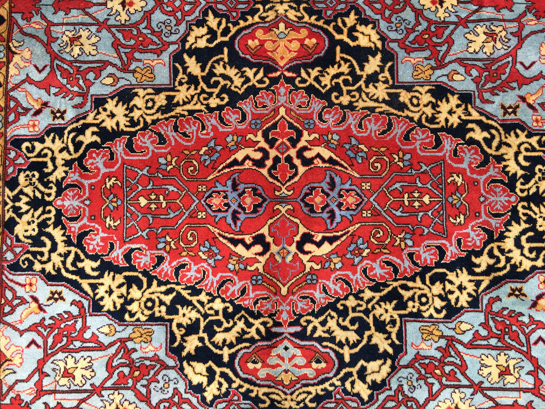 Oushak medallion rug detail — 14757