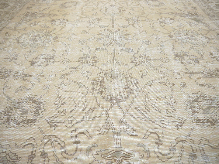 Ziegler Tabriz Persian Rug vintage with antique Design 8x10 beige 16288